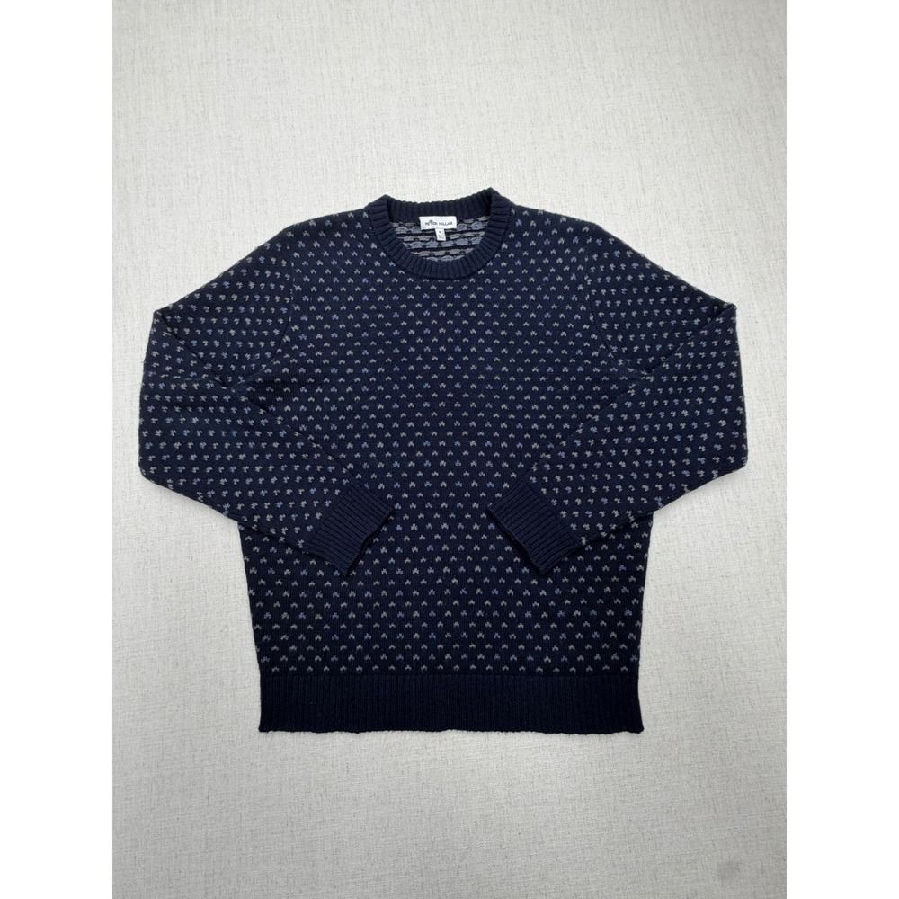 Peter Millar Mens Navy Merino Wool Cashmere Birdseye Crewneck Sweater Size M